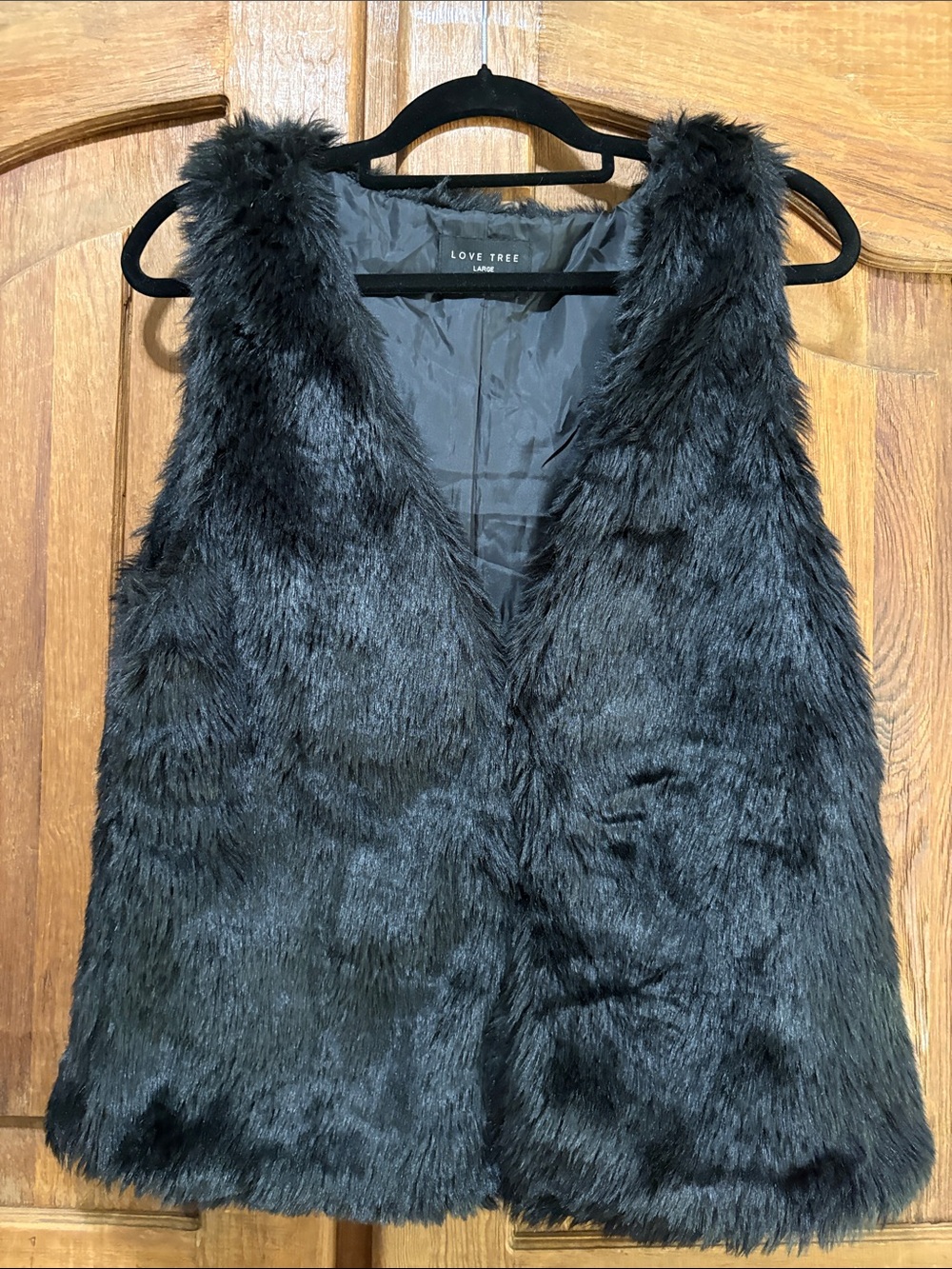 Love Tree Black Faux Fur Vest